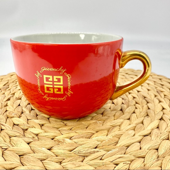 Givenchy Dining Givenchy Red Gold Ceramic Logo Jumbo Mug Cup With